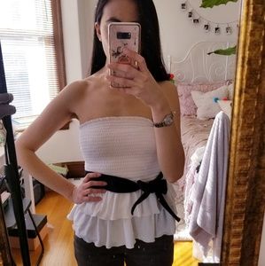 Hollister ruched tube top with bow sash